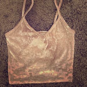 Shiny Silver Velvet Tank Crop Top